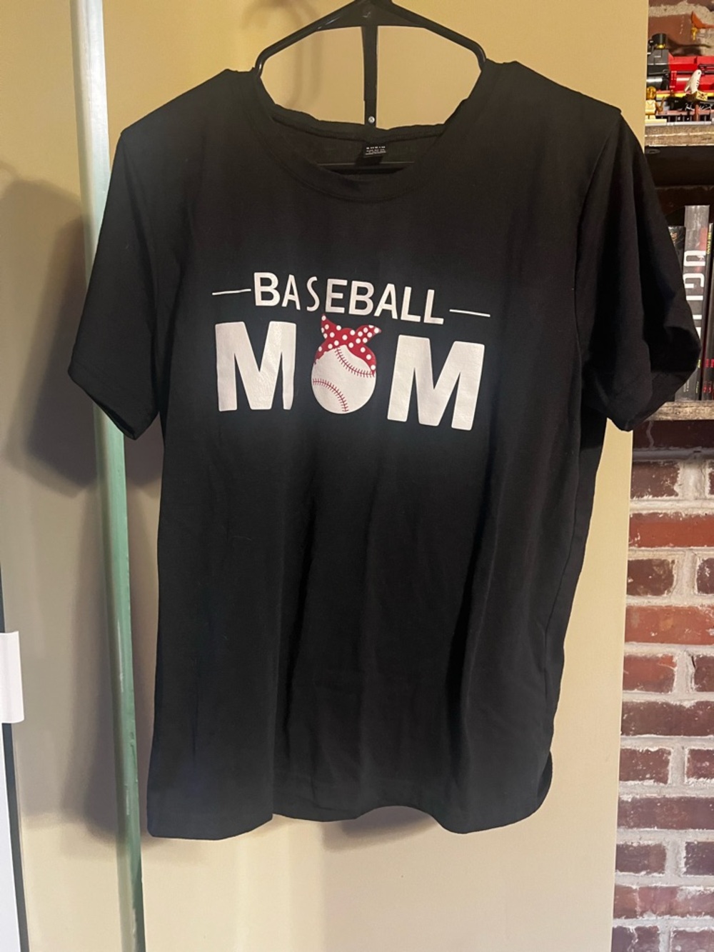 SHEIN Black 'Baseball Mom' Graphic Tee with Red Accent